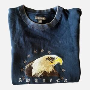 Croft & Barrow pullover sweatshirts LARGE navy blue embroider Eagle and America